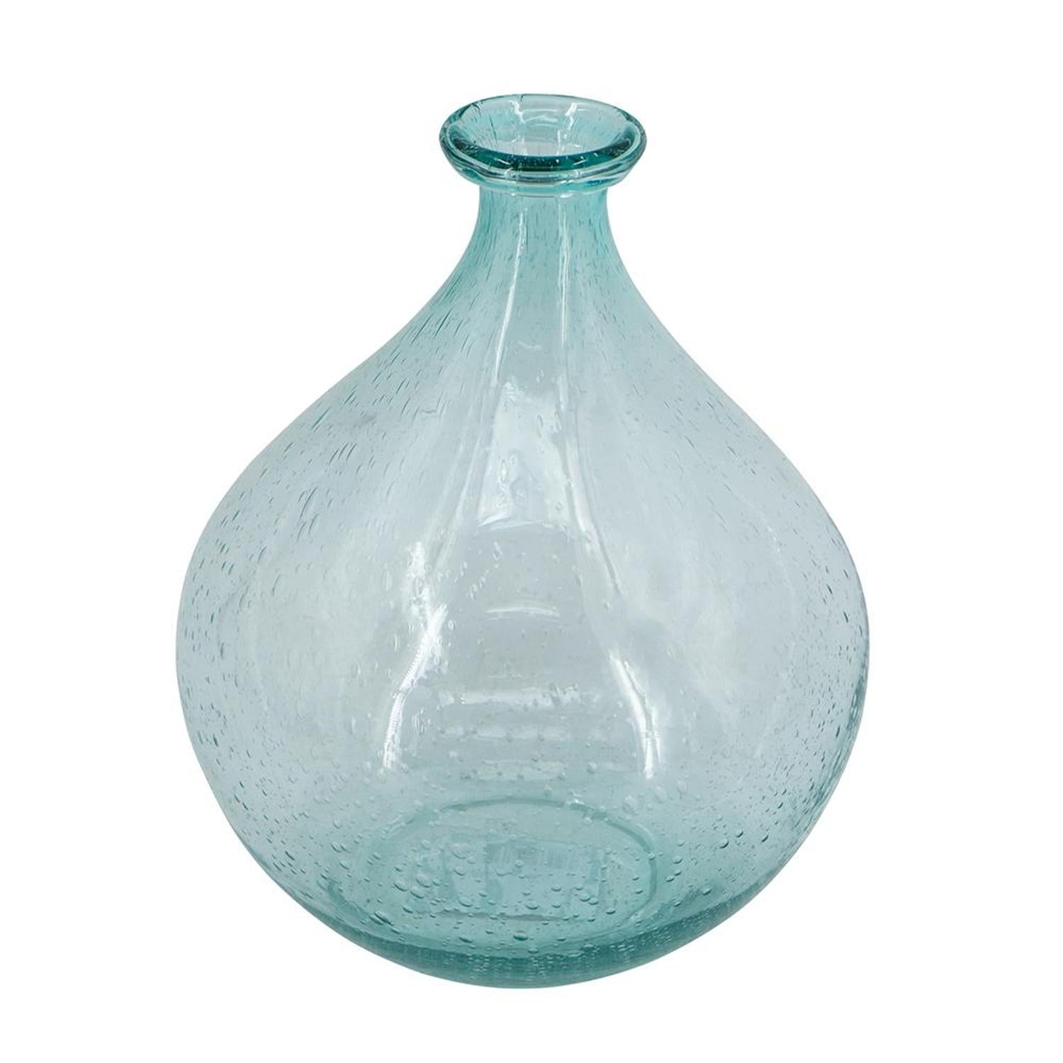 10" Aqua Bubble Glass Round Table Vase