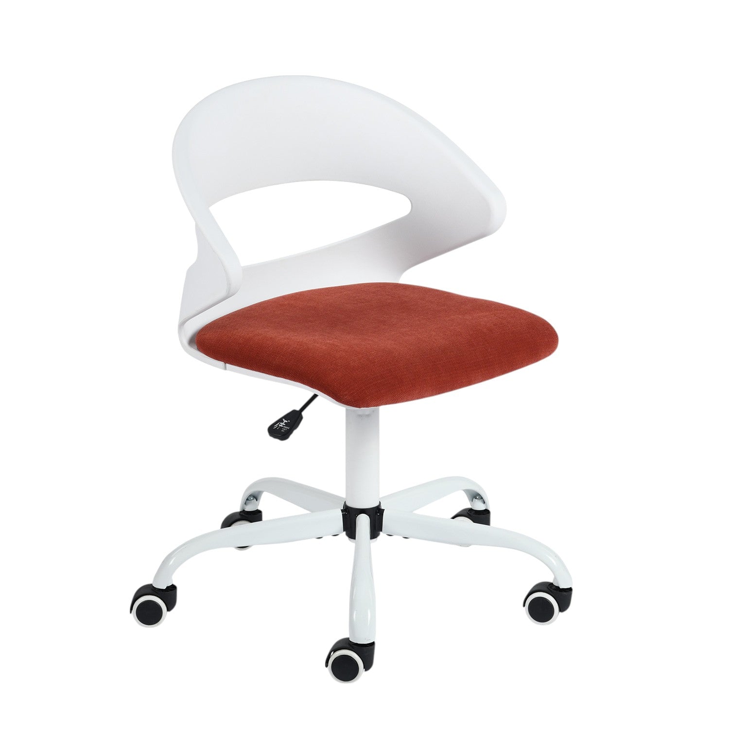 White and Red Adjustable Height Swivel Rolling Office Chair