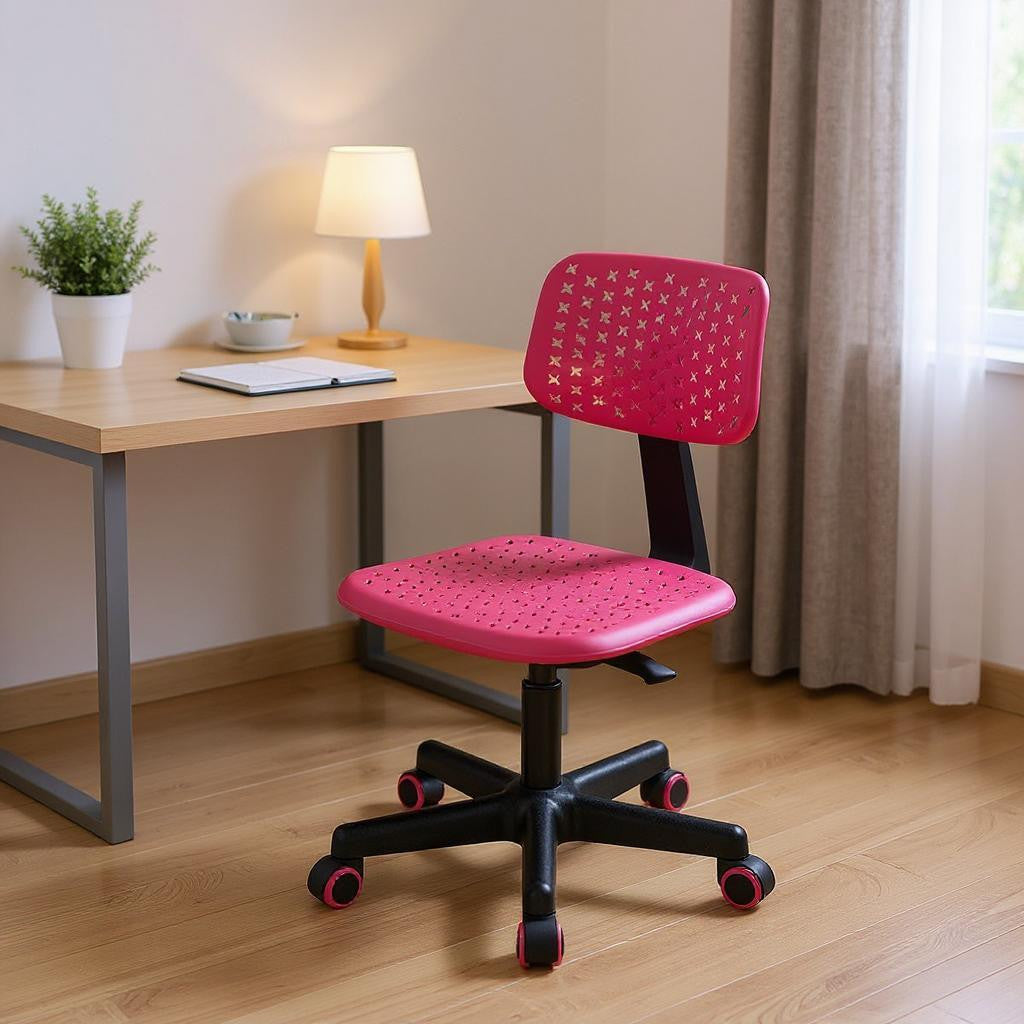 Hot Pink and Black Adjustable Height Swivel Rolling Office Chair