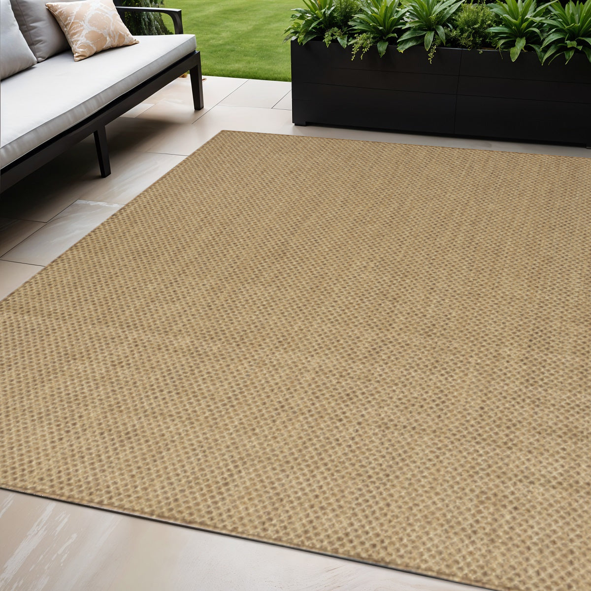5' X 7' Tan And Brown Geometric Indoor Outdoor Area Rug
