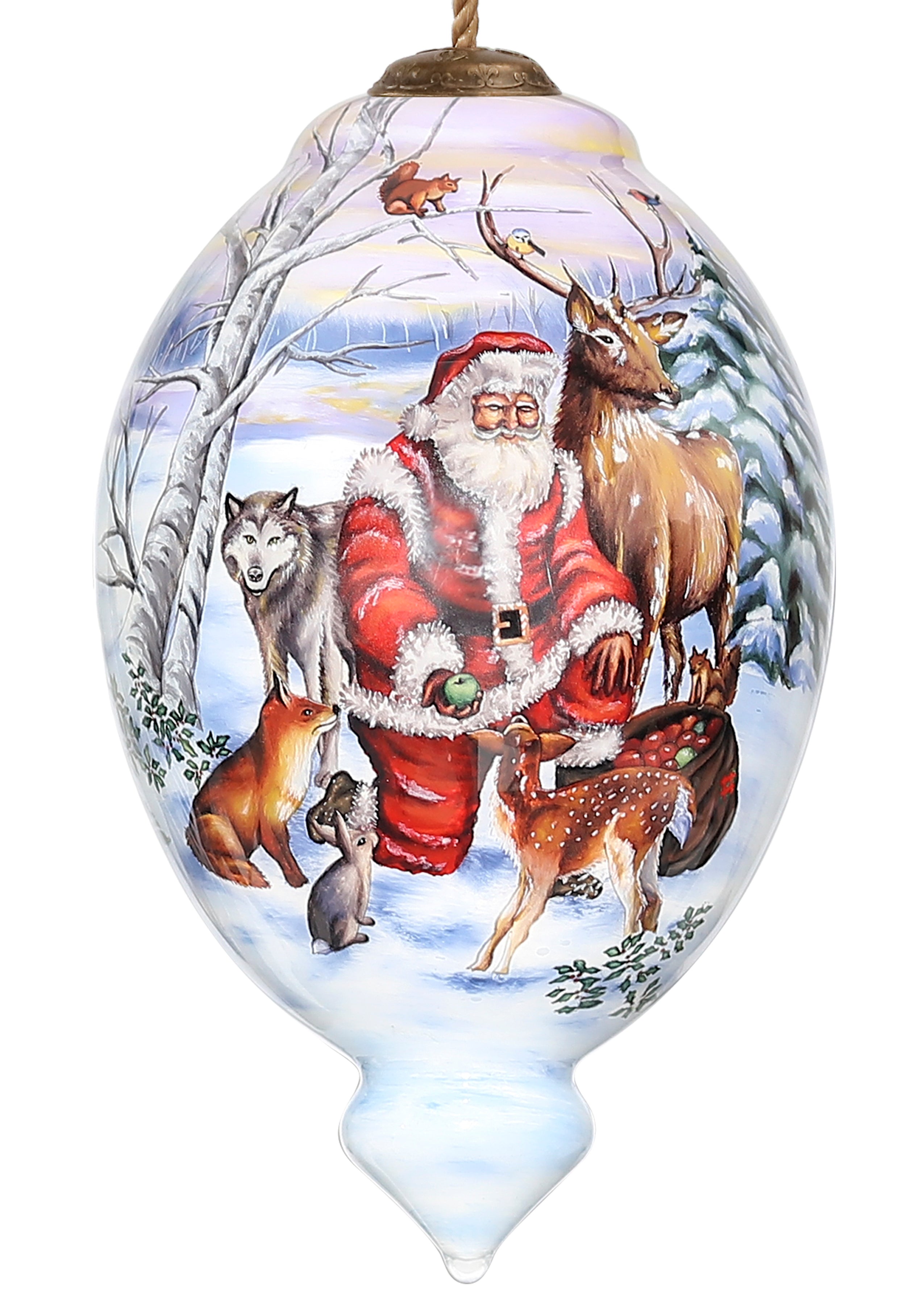 Gifts for Everyone Hand Painted White Red And Brown Glass Finial Ornament