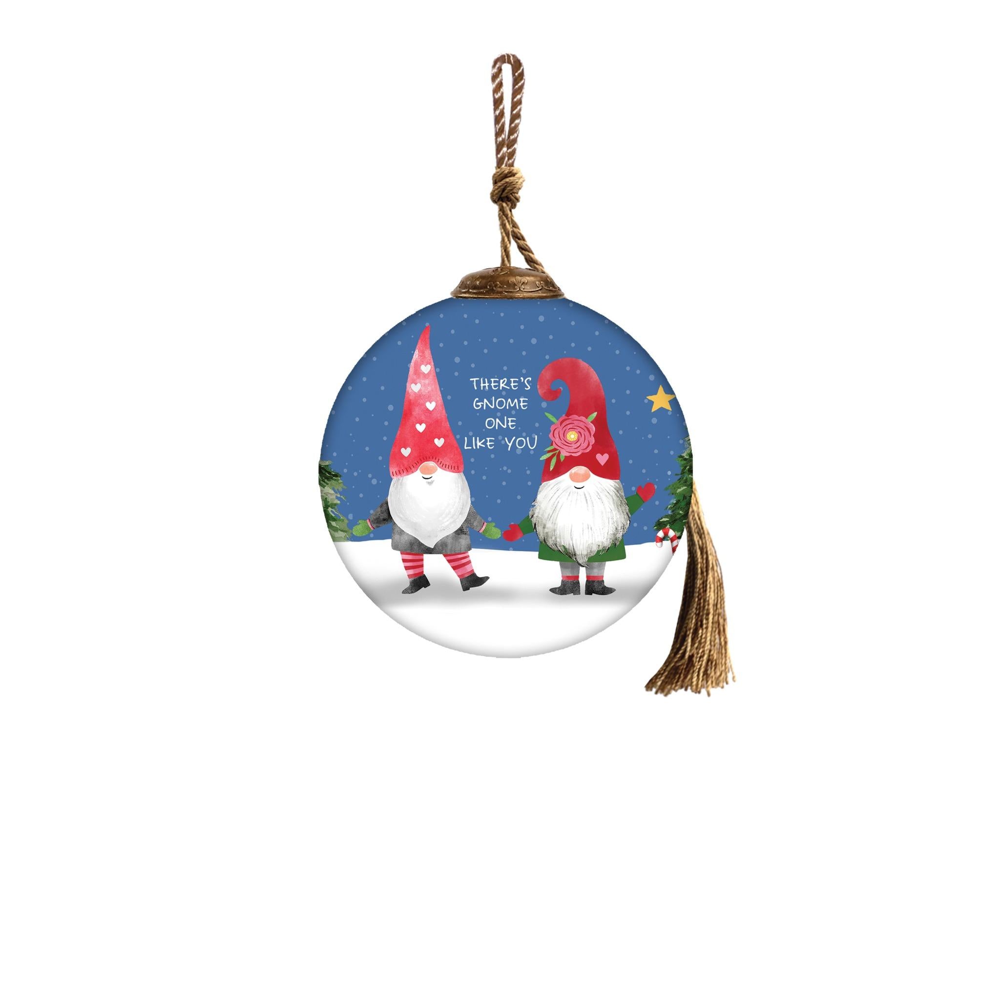 Snowman and Forest Animal Hand Painted Blue White And Green Glass Ball Ornament