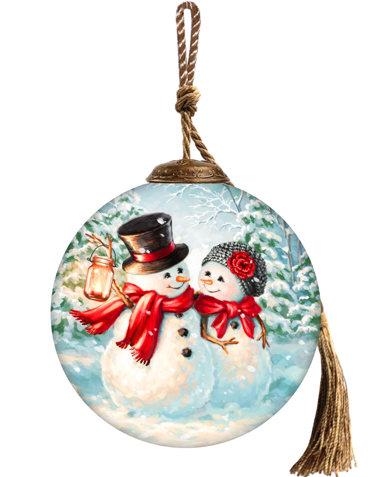 You Melt My Heart Snowman Hand Painted Red Blue And Green Glass Ball Ornament