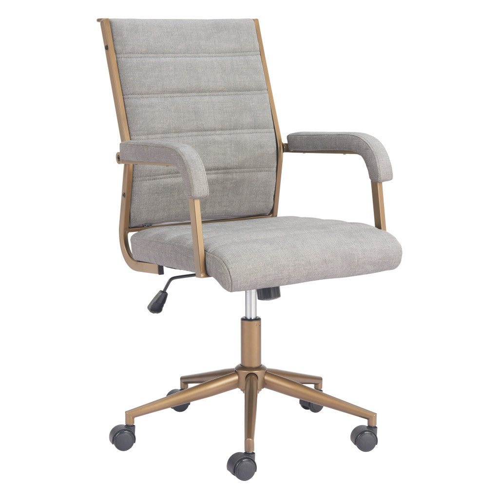 Gray and Bronze Adjustable Height Swivel Rolling Office Chair