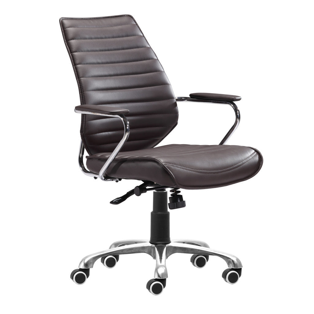 Espresso and Silver Adjustable Height Swivel Rolling Office Chair