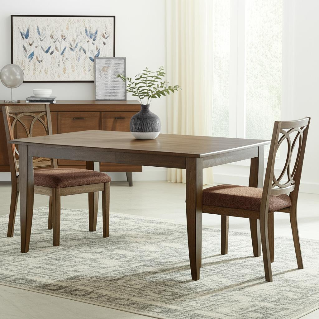 Set of Two Brown And Espresso Upholstered Fabric Open Back Dining Side Chairs