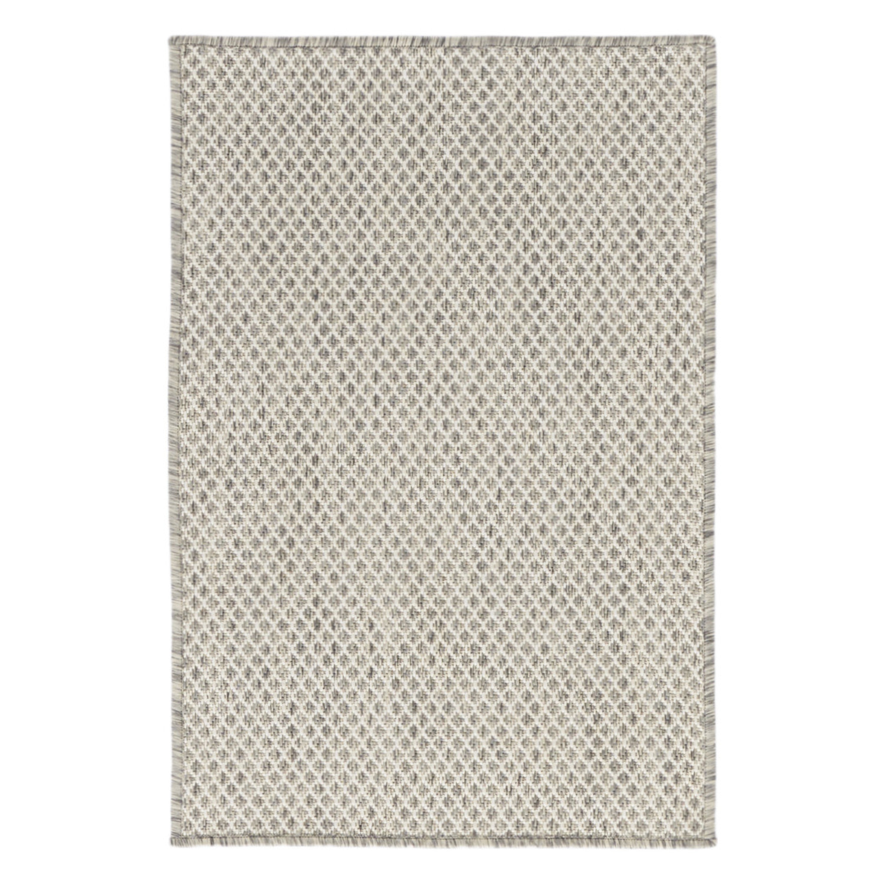 2' X 3' Ivory And Silver Geometric Indoor Outdoor Area Rug