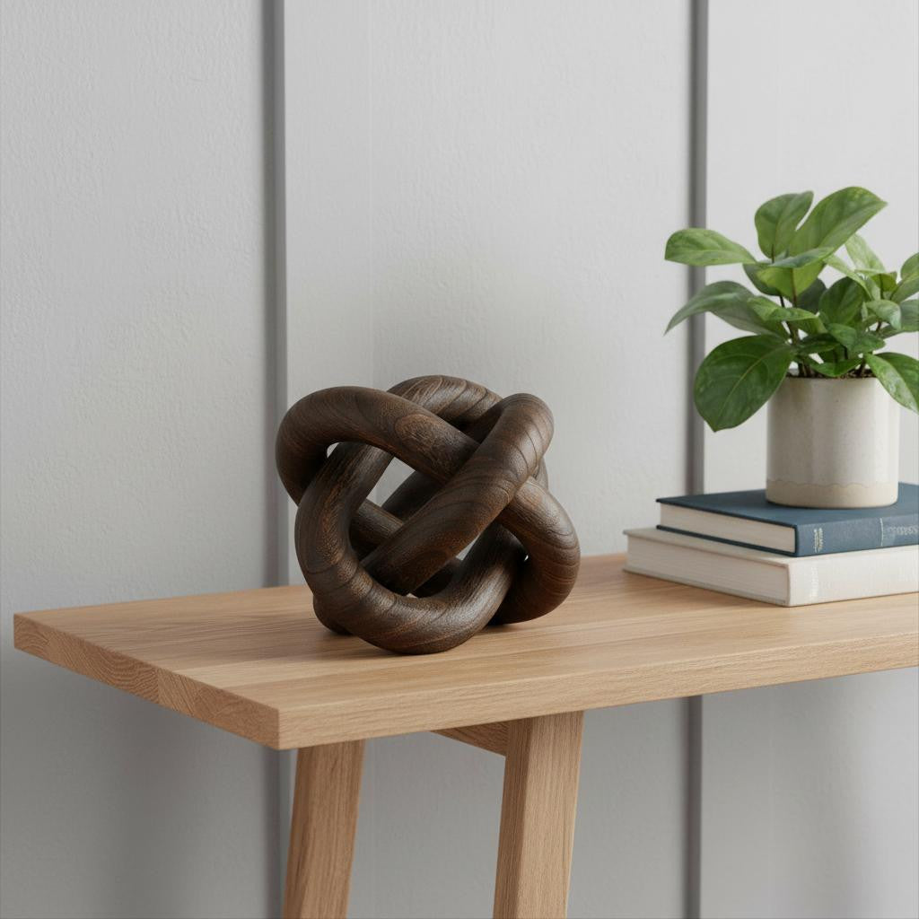 10" Brown Solid Wood Tabletop Sculpture