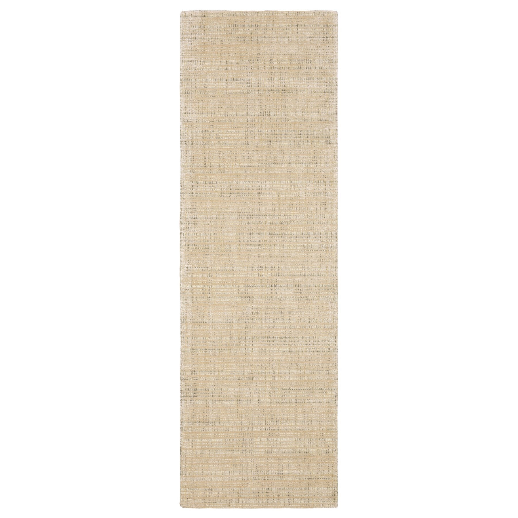 8' Beige And Ivory Striped Hand Tufted Runner Rug