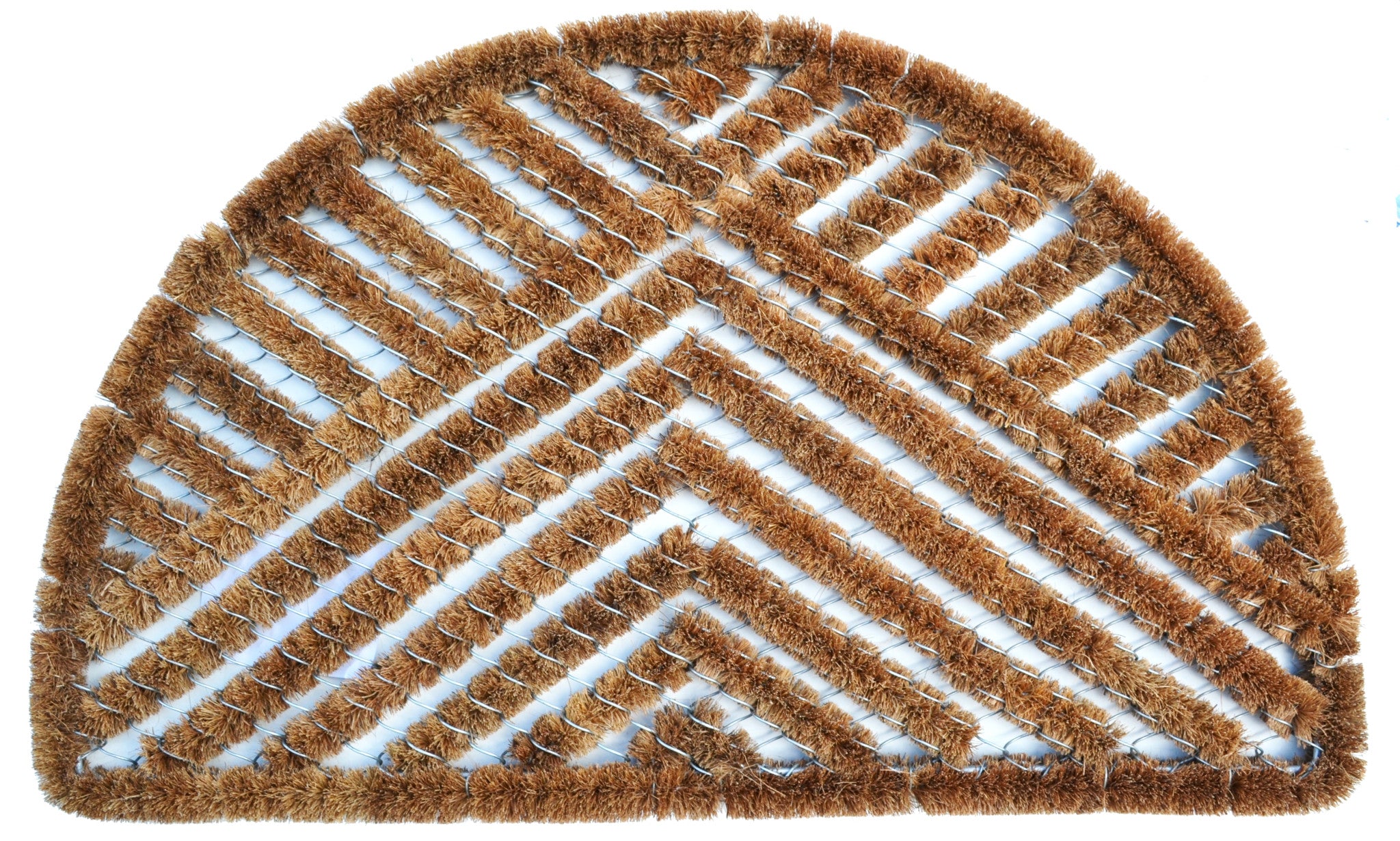 18" X 30" Brown Coir Geometric Outdoor Semi Circle Door Mat