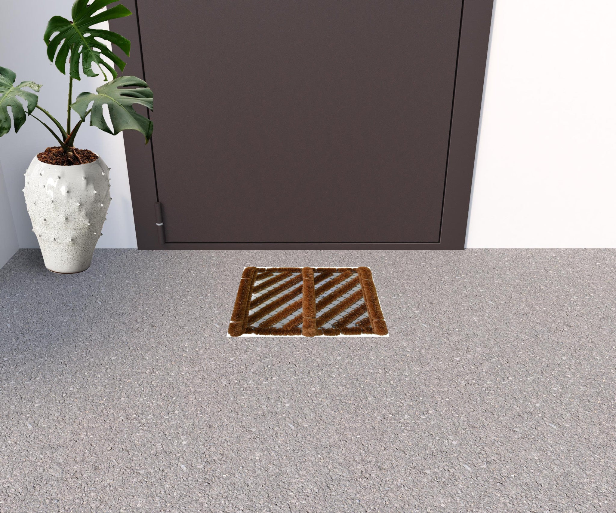 12" X 14" Brown Coir Geometric Outdoor Boot Scraper
