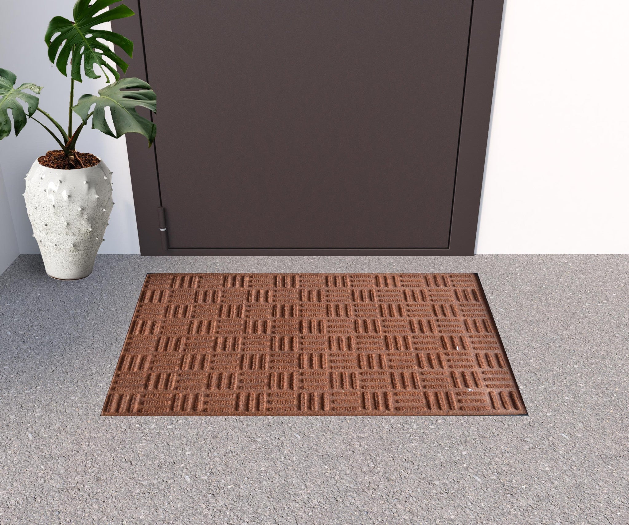 24" X 36" Brown Synthetic Fiber Abstract Outdoor Door Mat