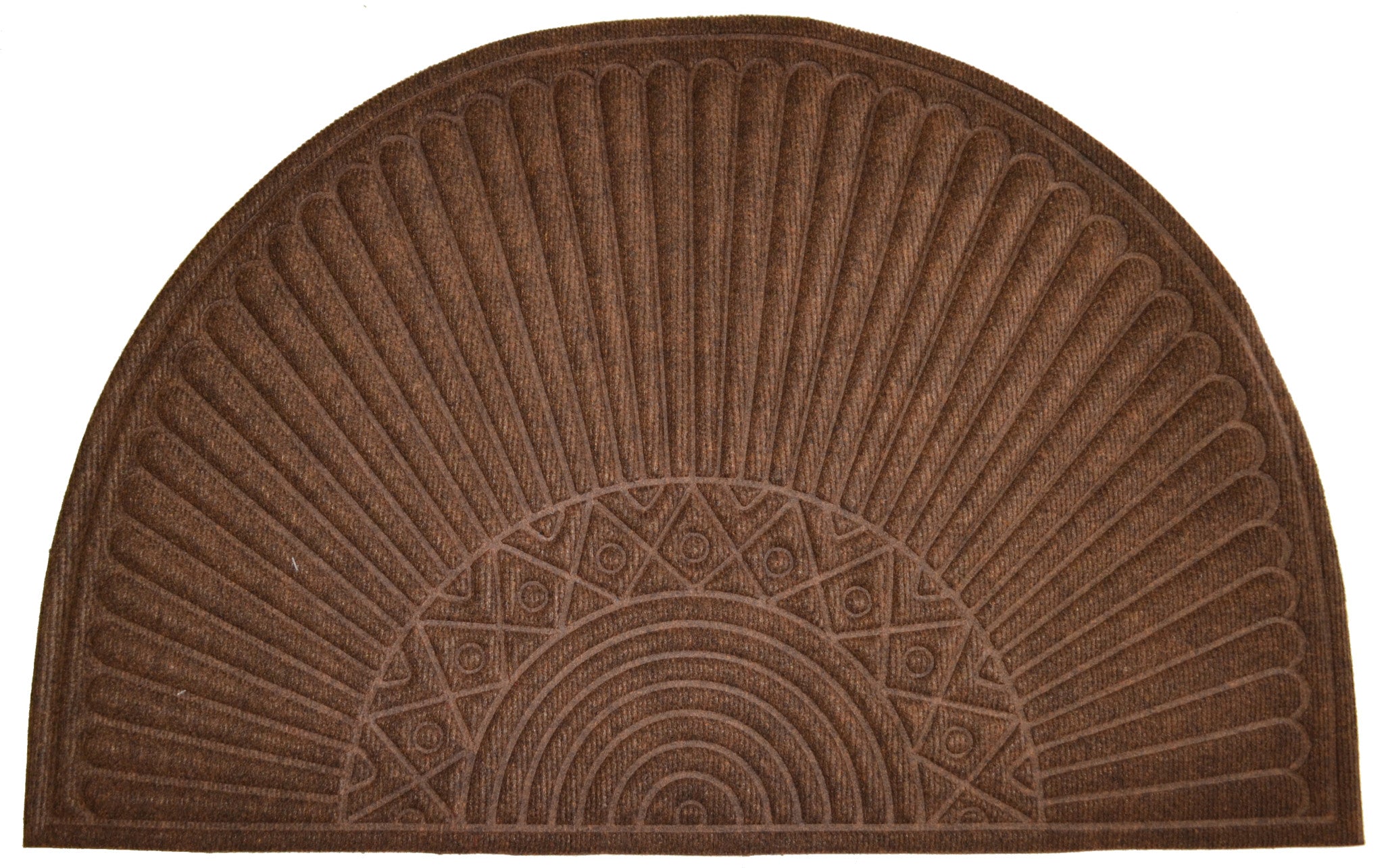 24" X 36" Brown Synthetic Fiber Abstract Outdoor Semi Circle Door Mat