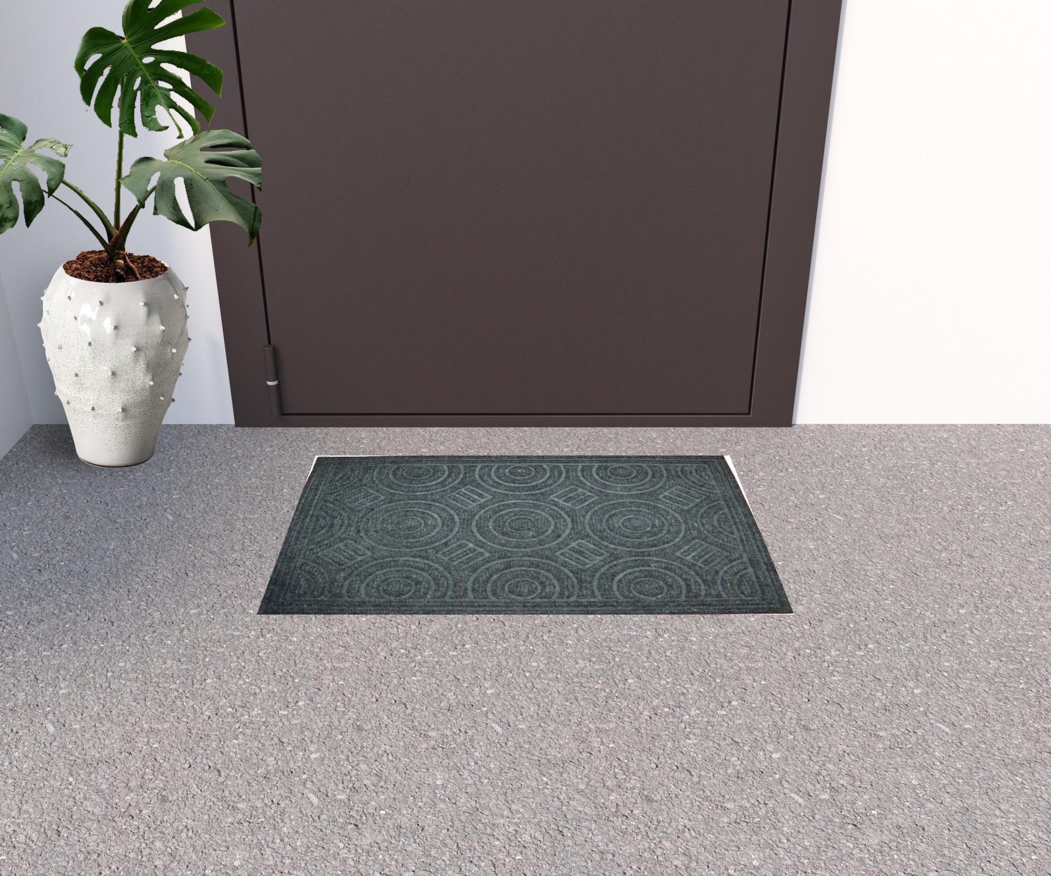 16" X 27" Gray Synthetic Fiber Abstract Outdoor Door Mat