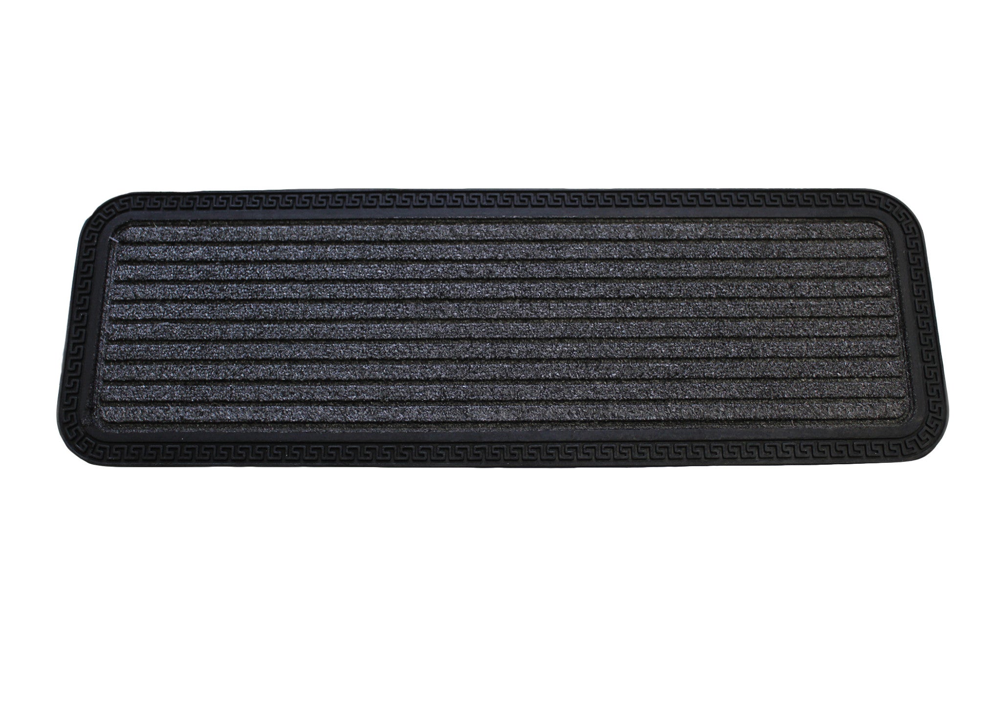 10" X 30" Gray Synthetic Fiber Striped Outdoor Door Mat