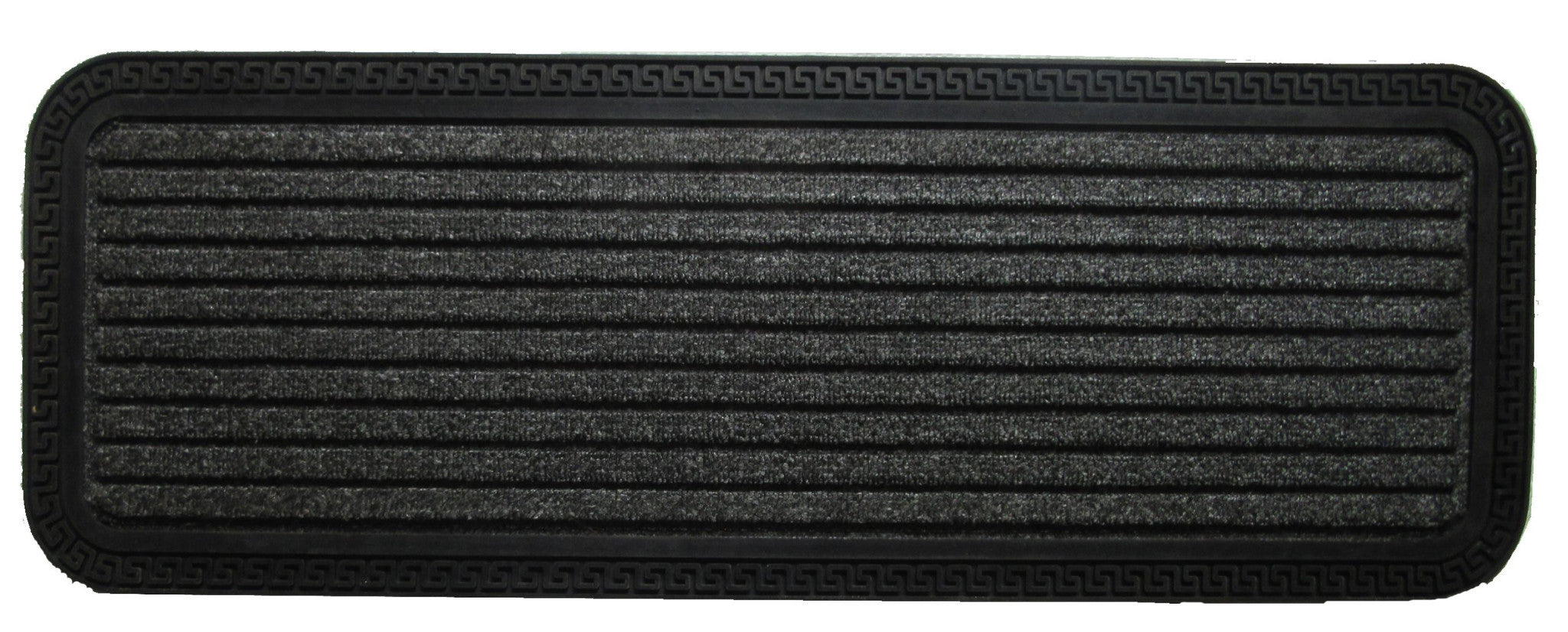 10" X 48" Gray Synthetic Fiber Striped Outdoor Door Mat
