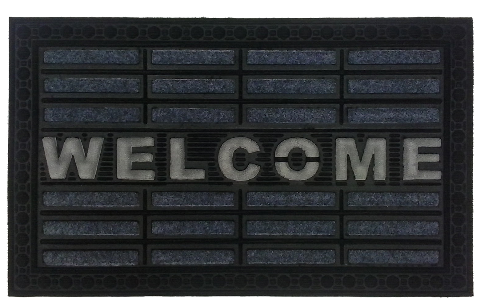 18" X 30" Gray Synthetic Fiber Abstract Outdoor Door Mat