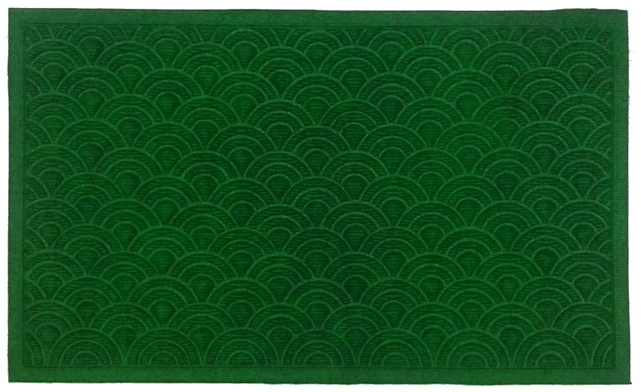 18" X 30" Green Geometric Indoor Outdoor Polypropylene Door Mat