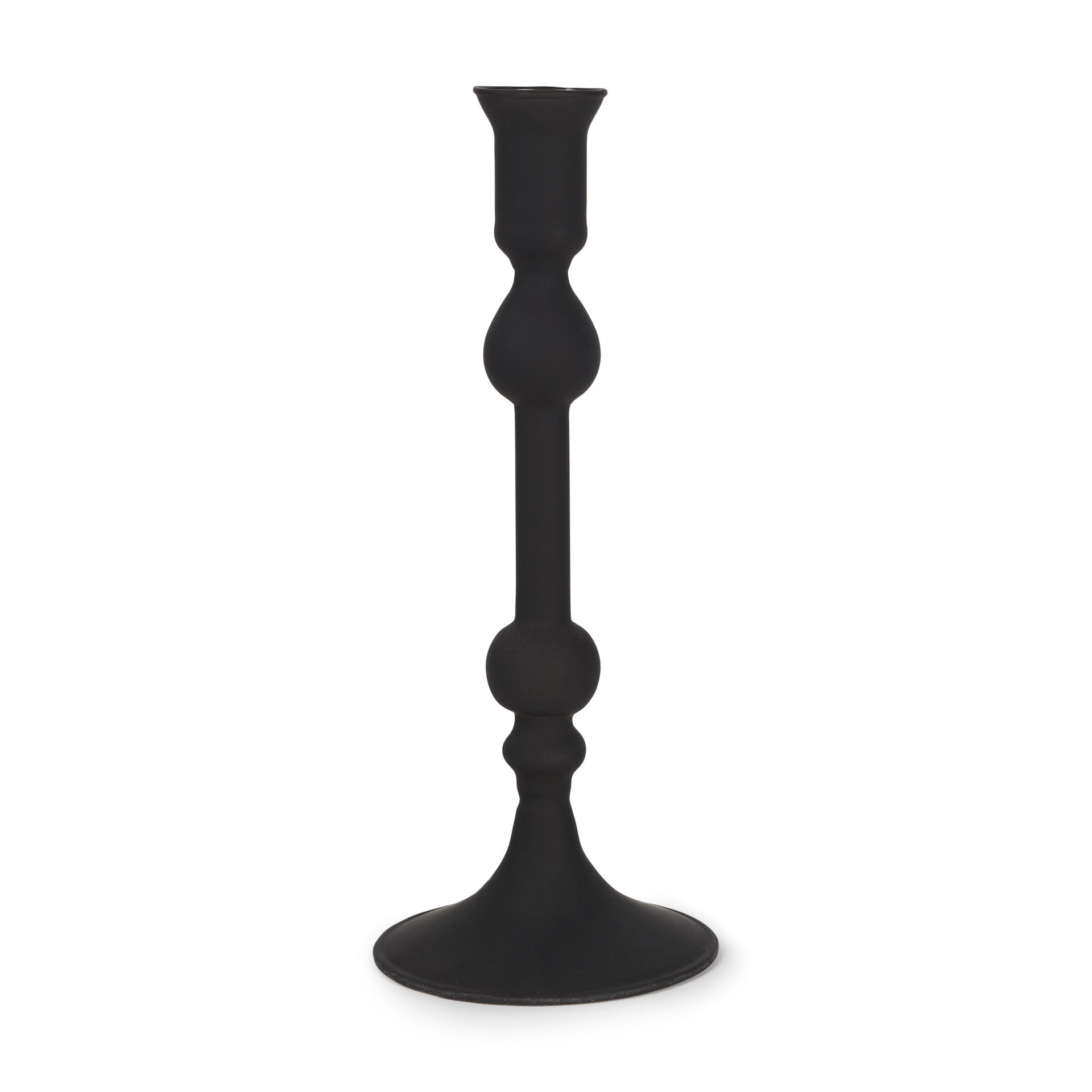 10" Black Glass Tabletop Taper Candlestick