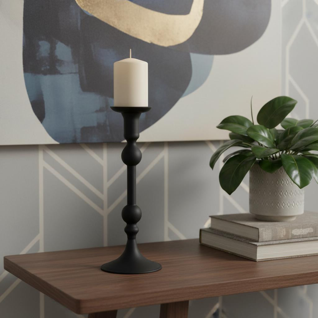 10" Black Glass Tabletop Taper Candlestick