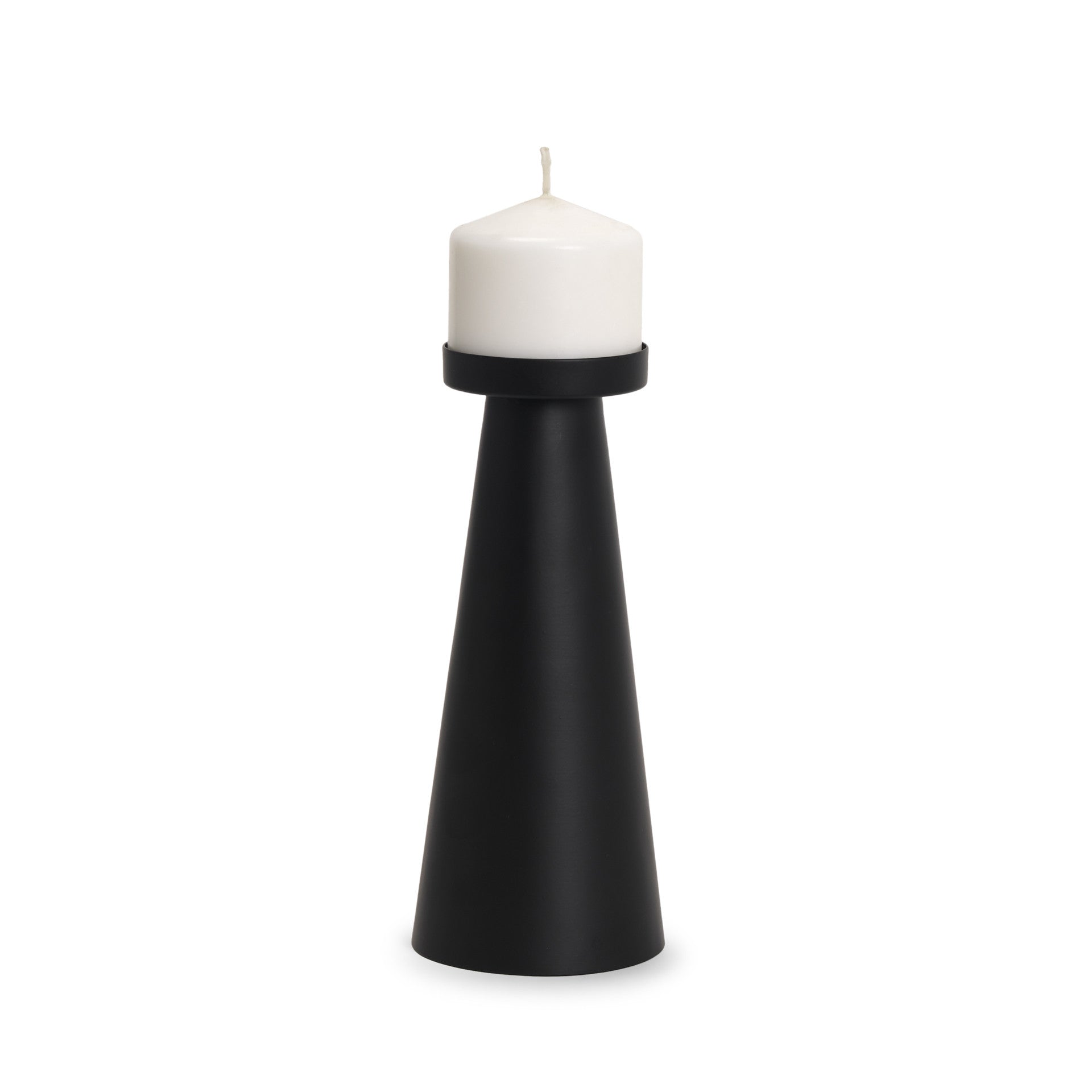 10" Black Metal Tabletop Pillar Candle Holder