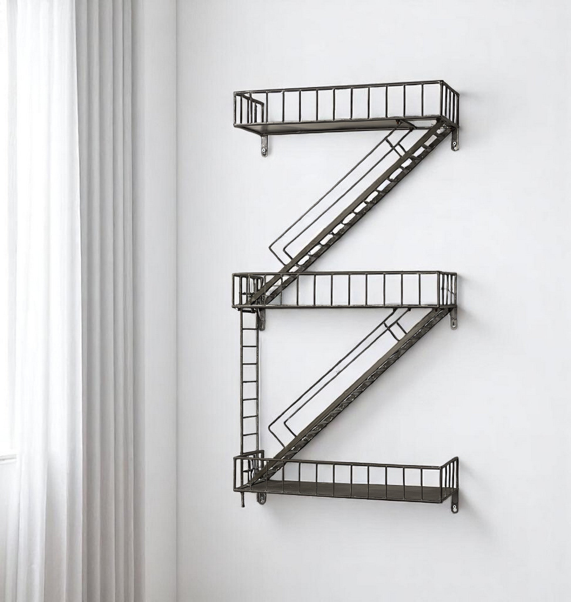 21" Gunmetal Gray Metal Novelty Wall Mounted Accent Shelf