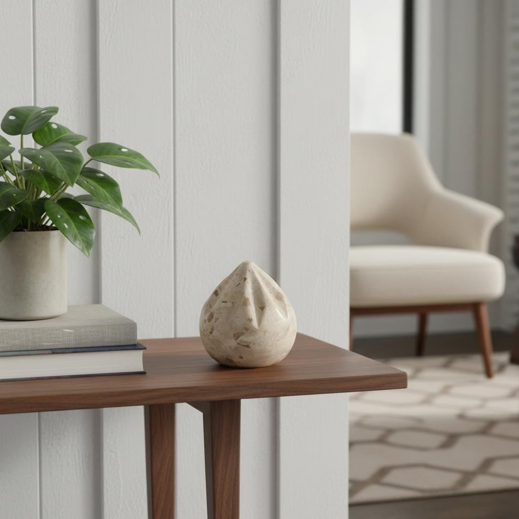 3" Beige Marble Decorative Pear