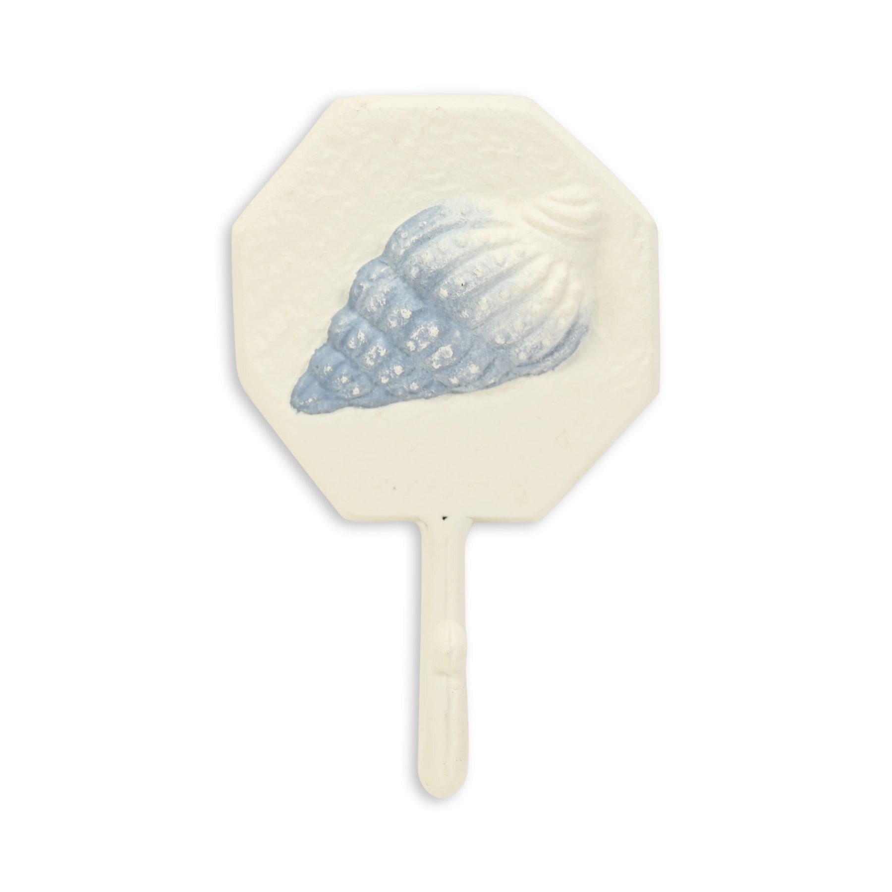 4" Blue And Cream Cast Iron Conch Shell Wall Hook
