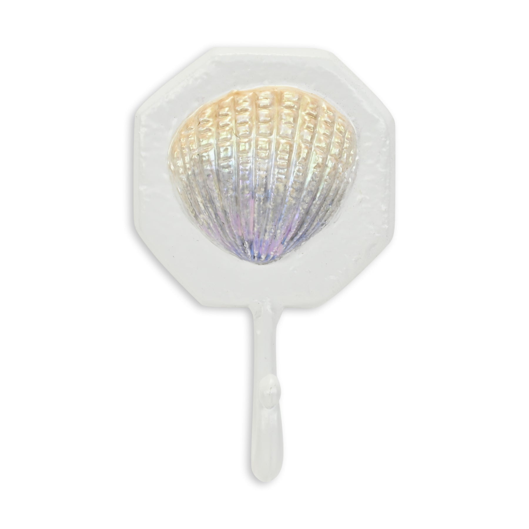 4" Cream And Pearl Cast Iron Seashell Wall Hook
