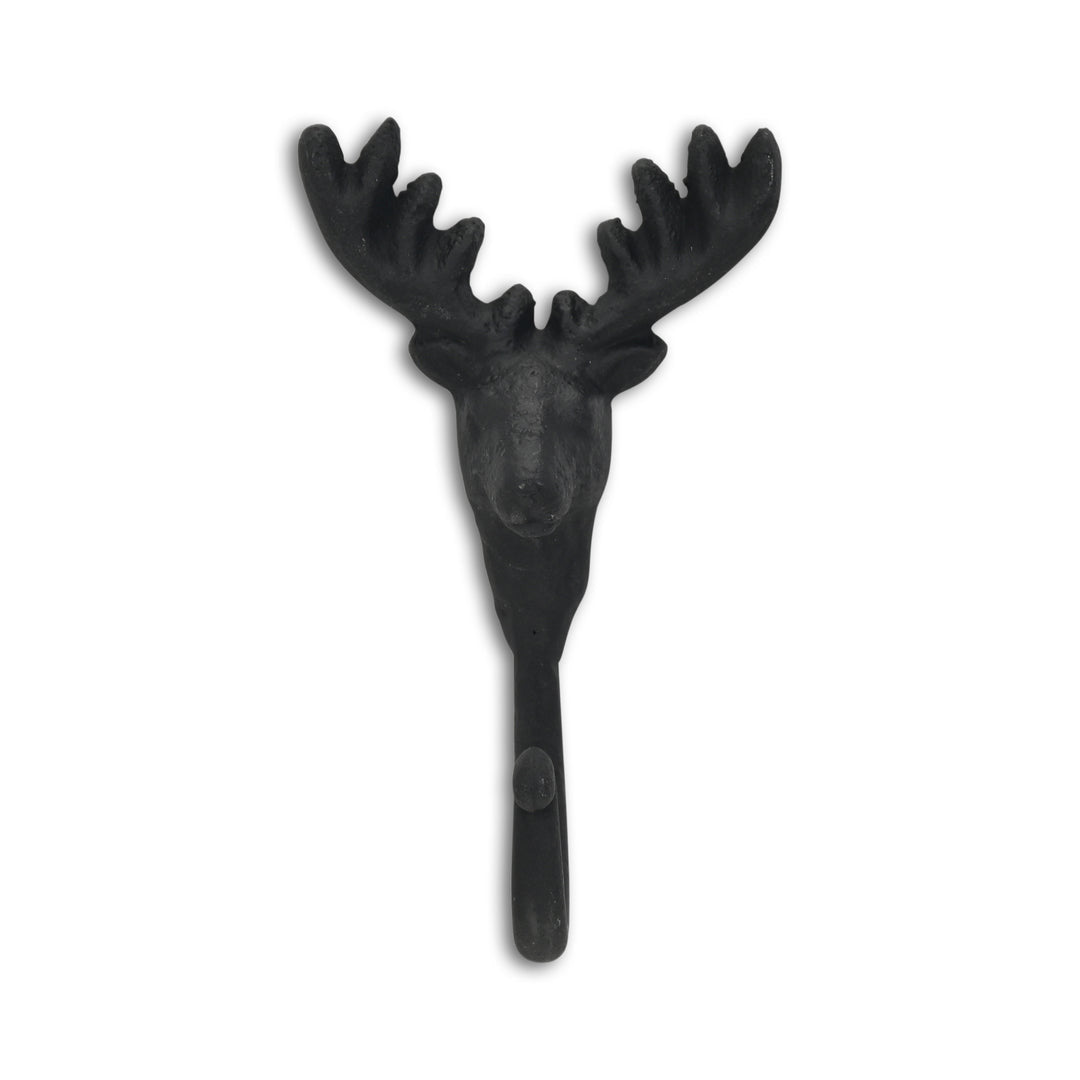 3" Black Cast Iron Deer Stag Wall Hook