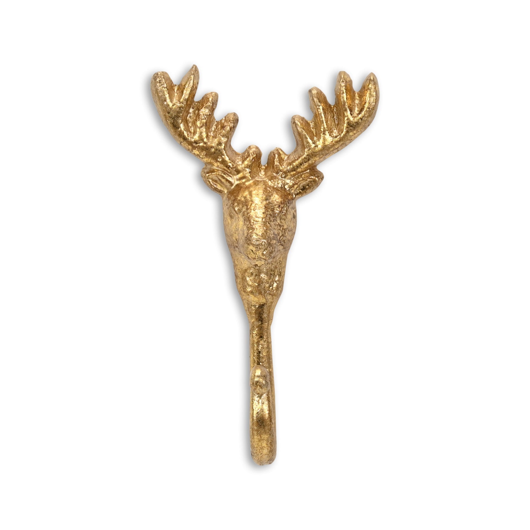 3" Gold Cast Iron Deer Stag Wall Hook
