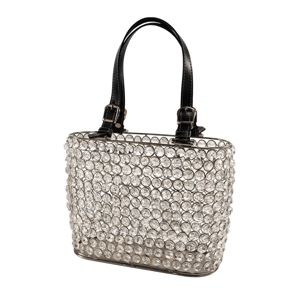 11" Black And Silver Crystals And Metal Magazine Holder