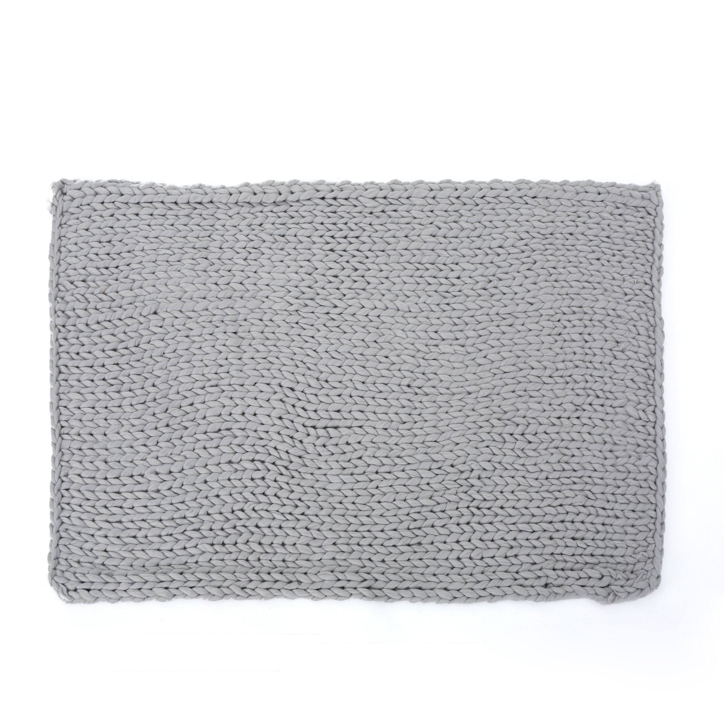 50" X 60" Light Gray Wool Acrylic Blend Knitted Plush Throw Blanket