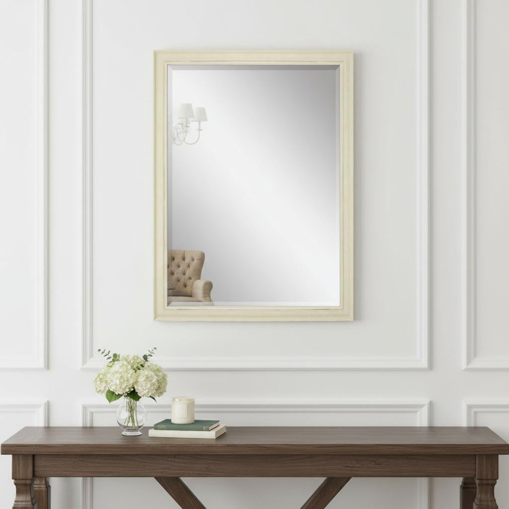 40" White Wood Accent Mirror