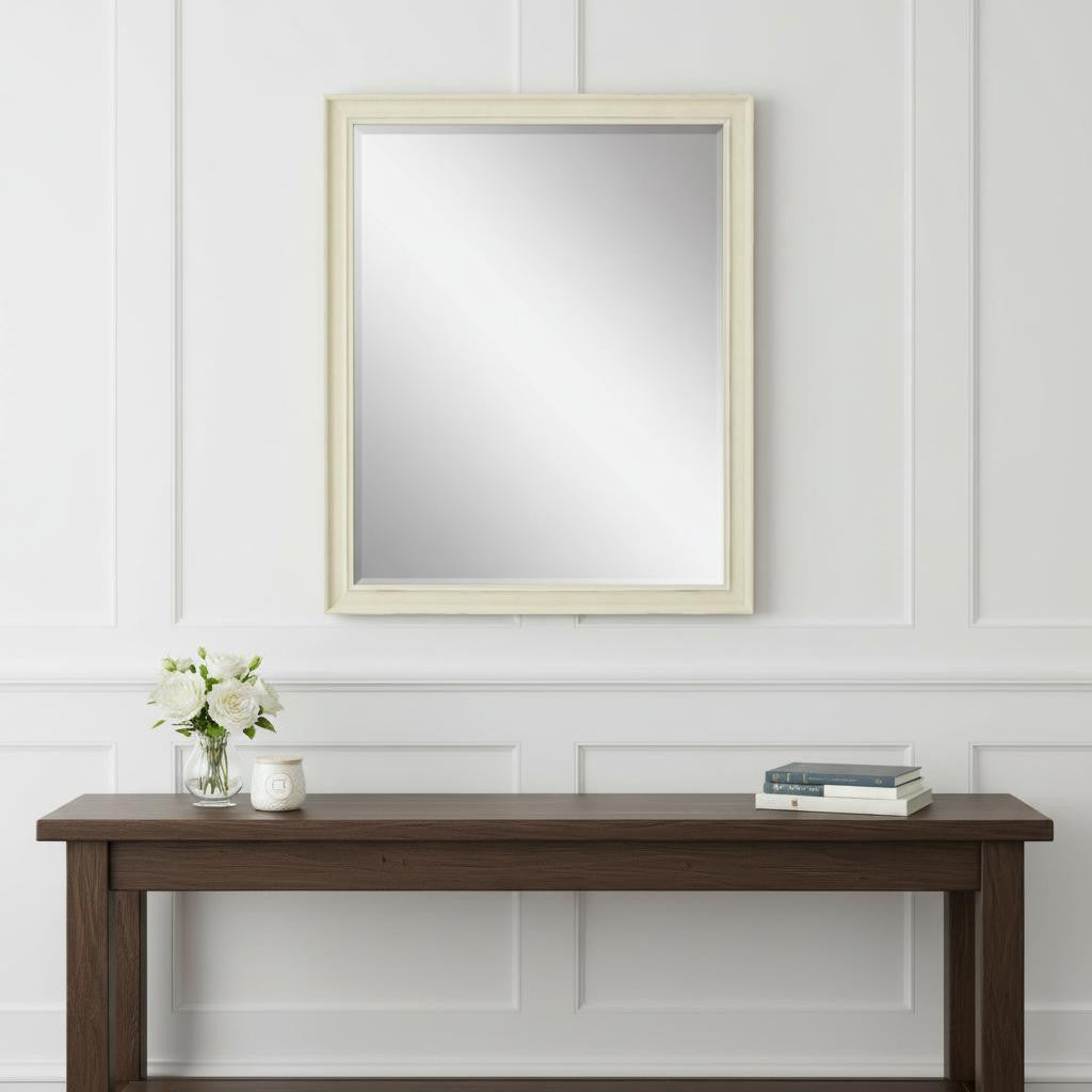 44" White Wood Accent Mirror
