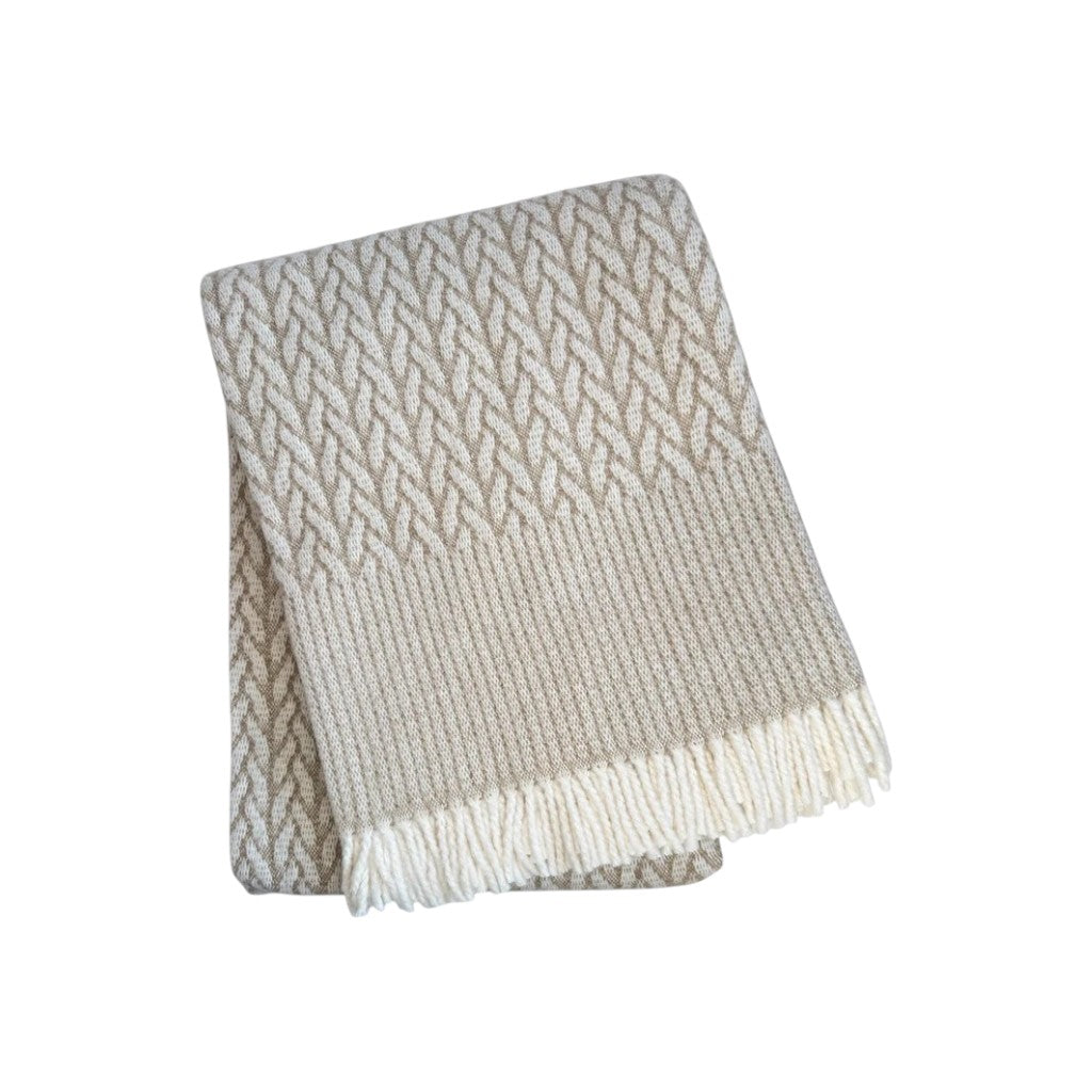 55" X 70" Cinnamon Cotton Blend Woven Plush Throw Blanket with Fringe