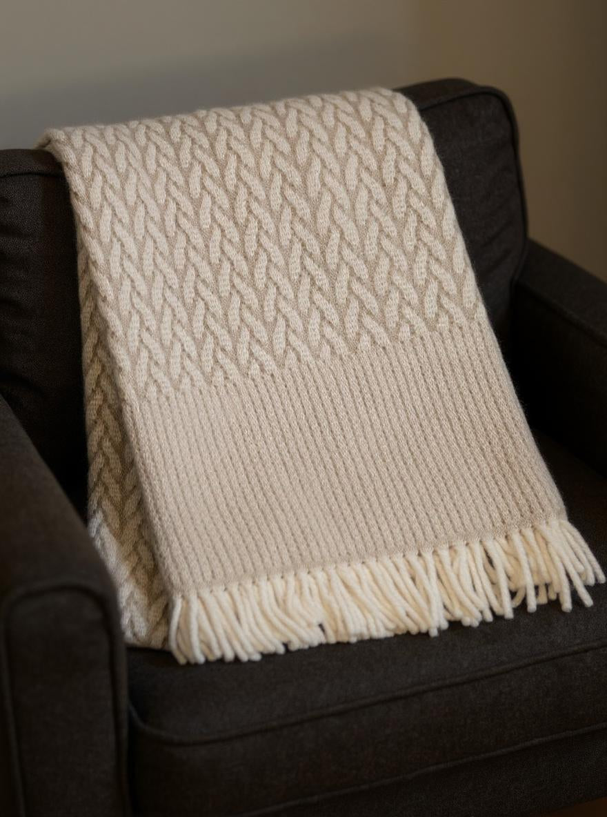 55" X 70" Cinnamon Cotton Blend Woven Plush Throw Blanket with Fringe