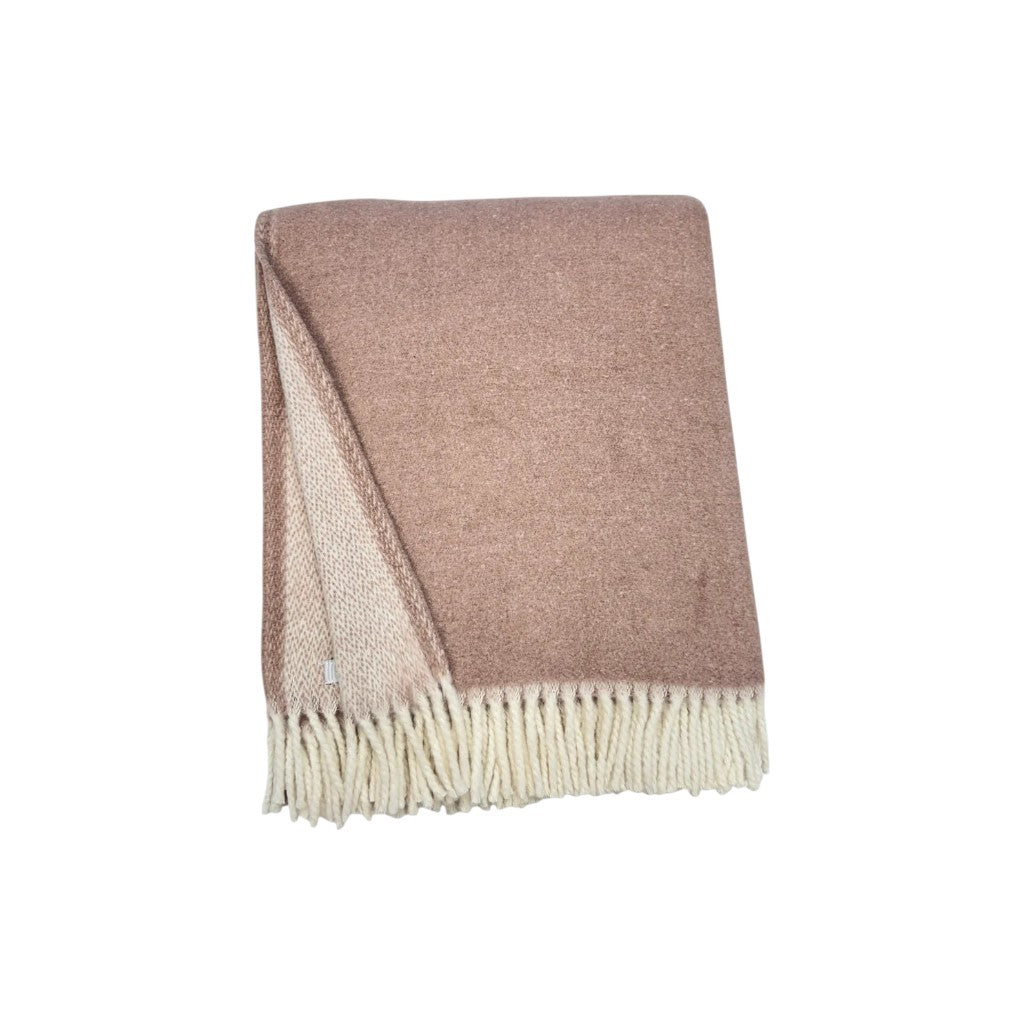 55" X 70" Dusty Rose And White Chevron Cotton Blend Woven Plush Throw Blanket with Fringe