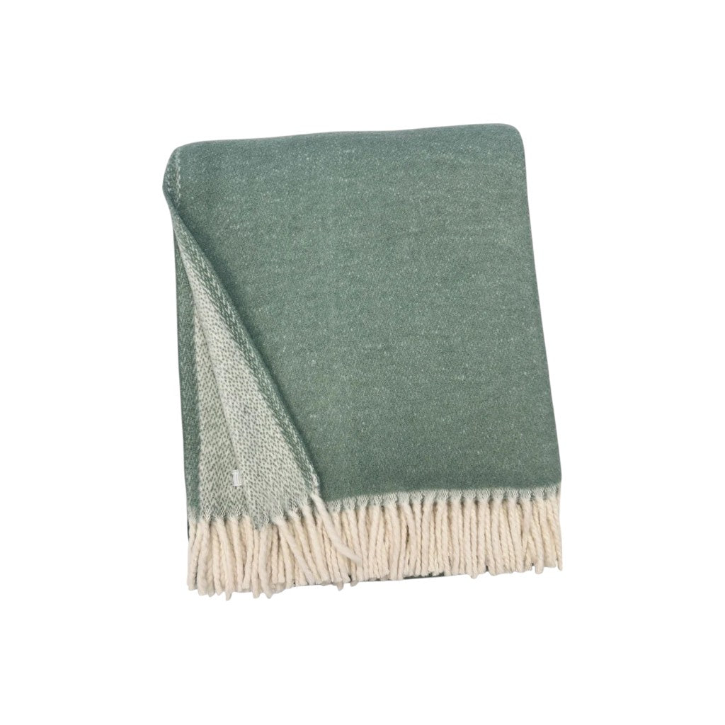 55" X 70" Sage And White Cotton Blend Woven Chevron Plush Throw Blanket with Fringe