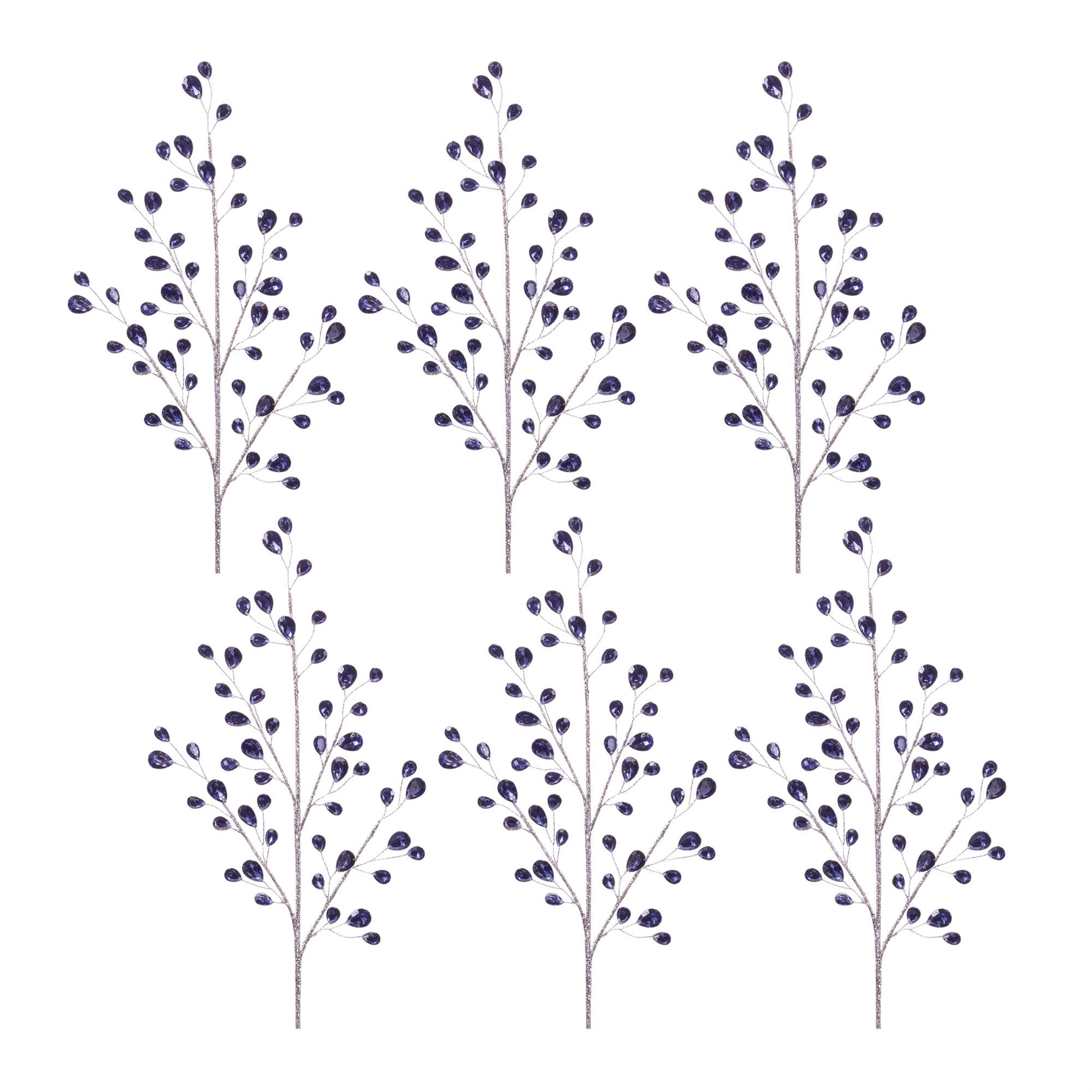 Set of Six 9" Blue Artificial