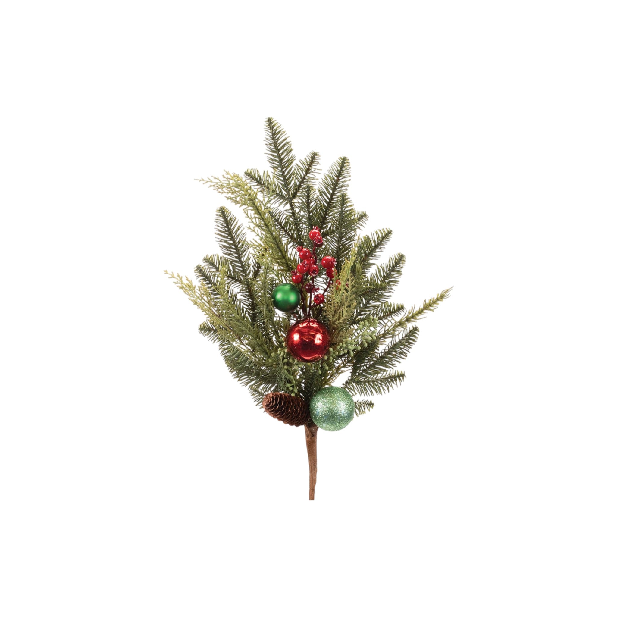Set of Two 15" Green Brown And Red Artificial Pine
