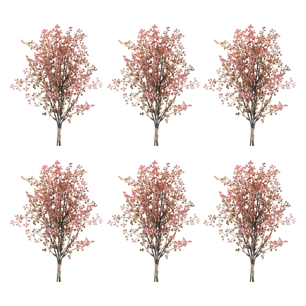 Set of Six 8" Pink And Green Artificial