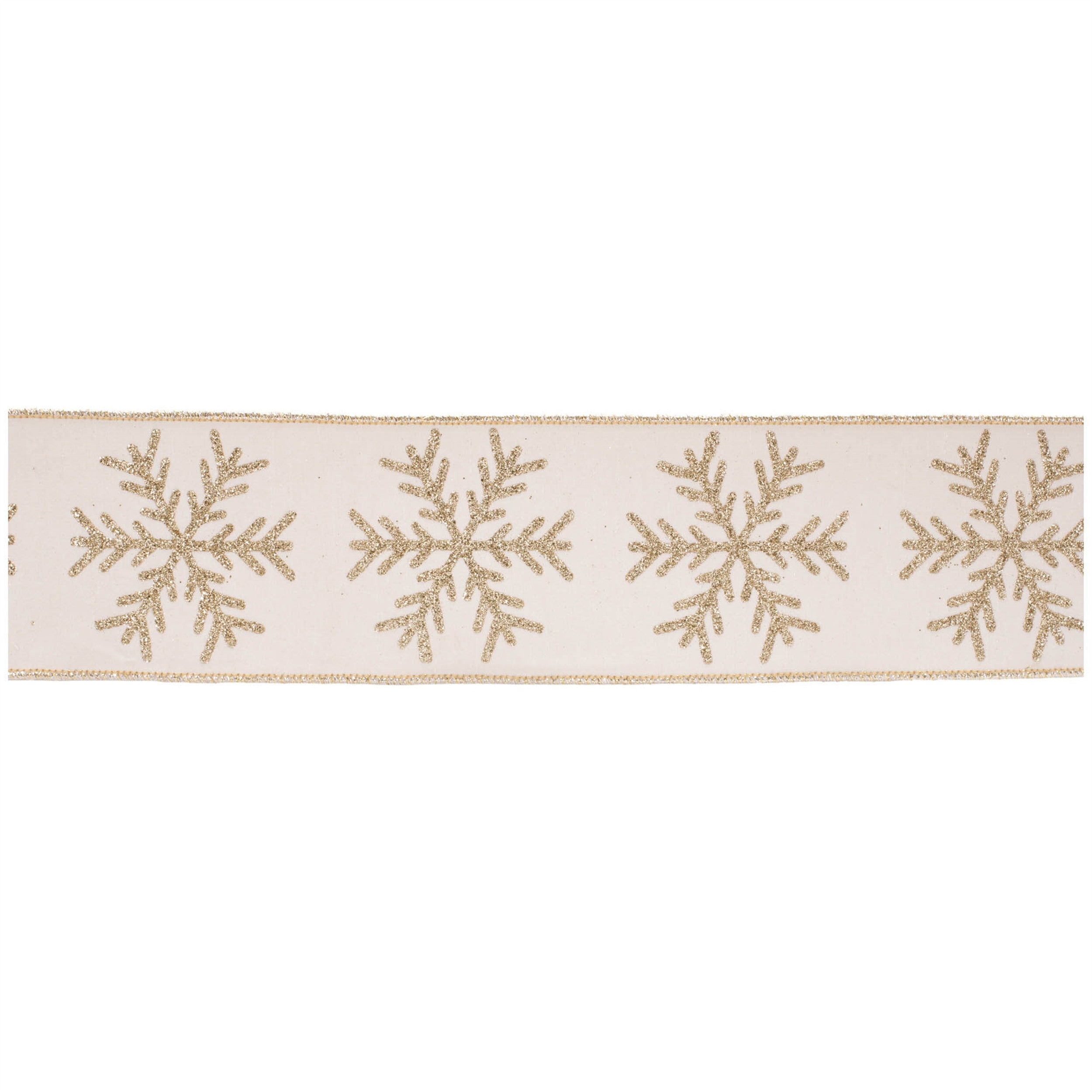 Glittered Snowflake Wired Ribbon 4" x 5 Yds. Shatterproof Ribbon
