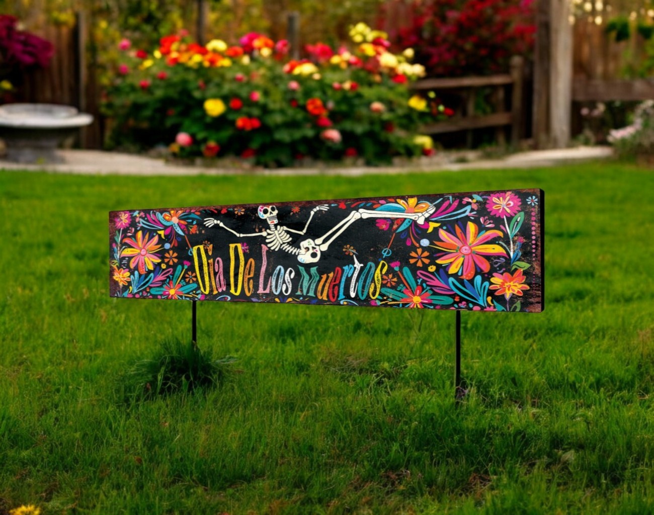 36" Black Cinco de Mayo Solid Wood Garden Stake