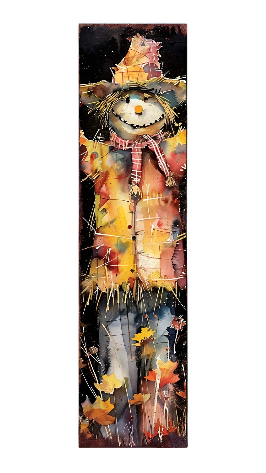 36" Black And Orange Scarecrow Solid Wood Porch Sign