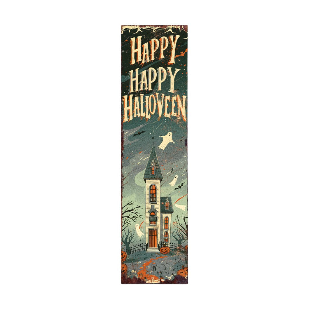 10" Black Orange Cream And Brown Solid Wood Happy Halloween Halloween Pumpkin Porch Sign