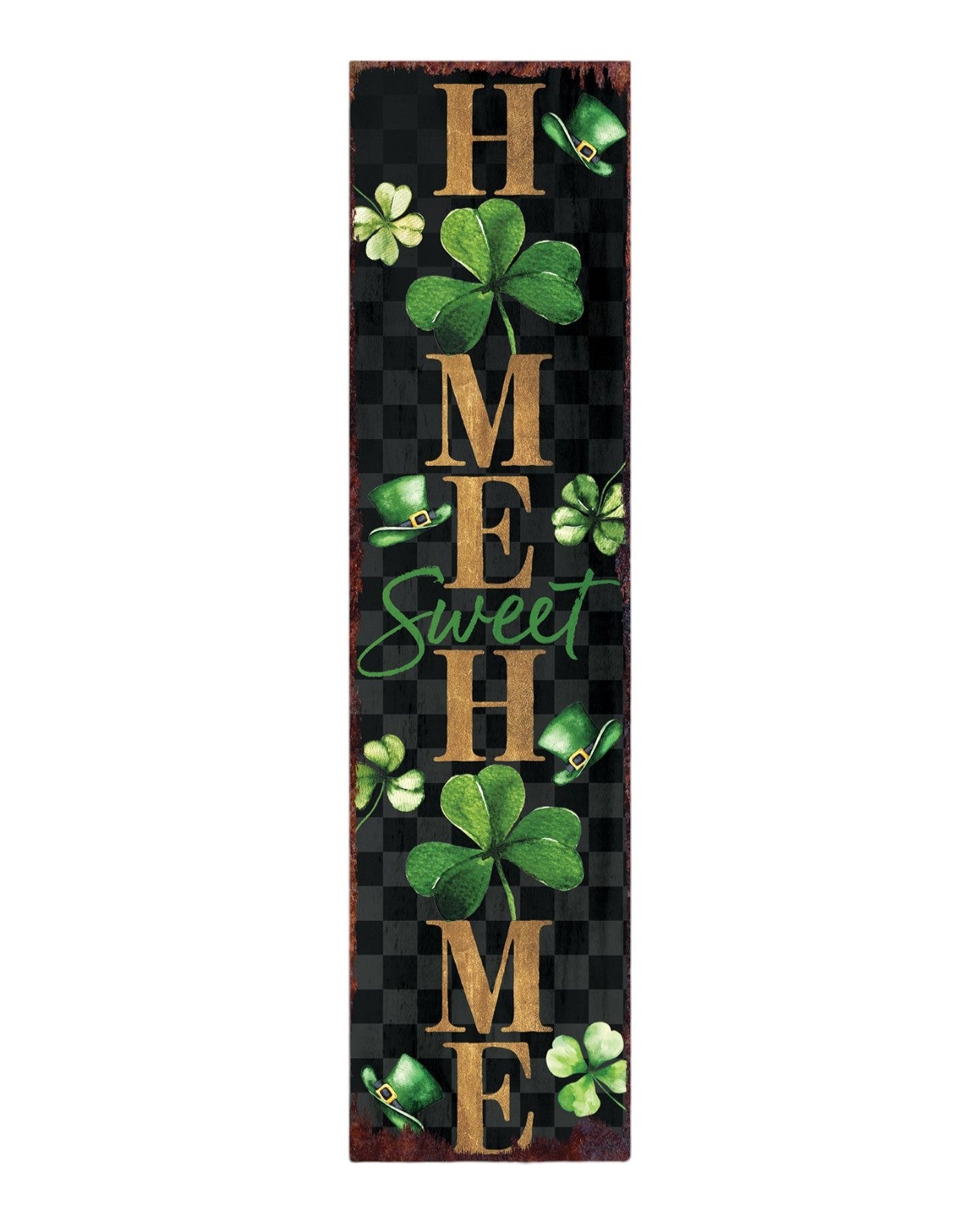 36" Black Gold And Green Home St Patrick's Day Solid Wood Porch Sign