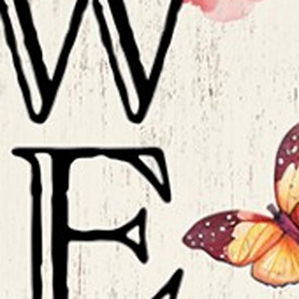 10" White Yellow Pink And Black Solid Wood Wildflowers Welcome Porch Sign