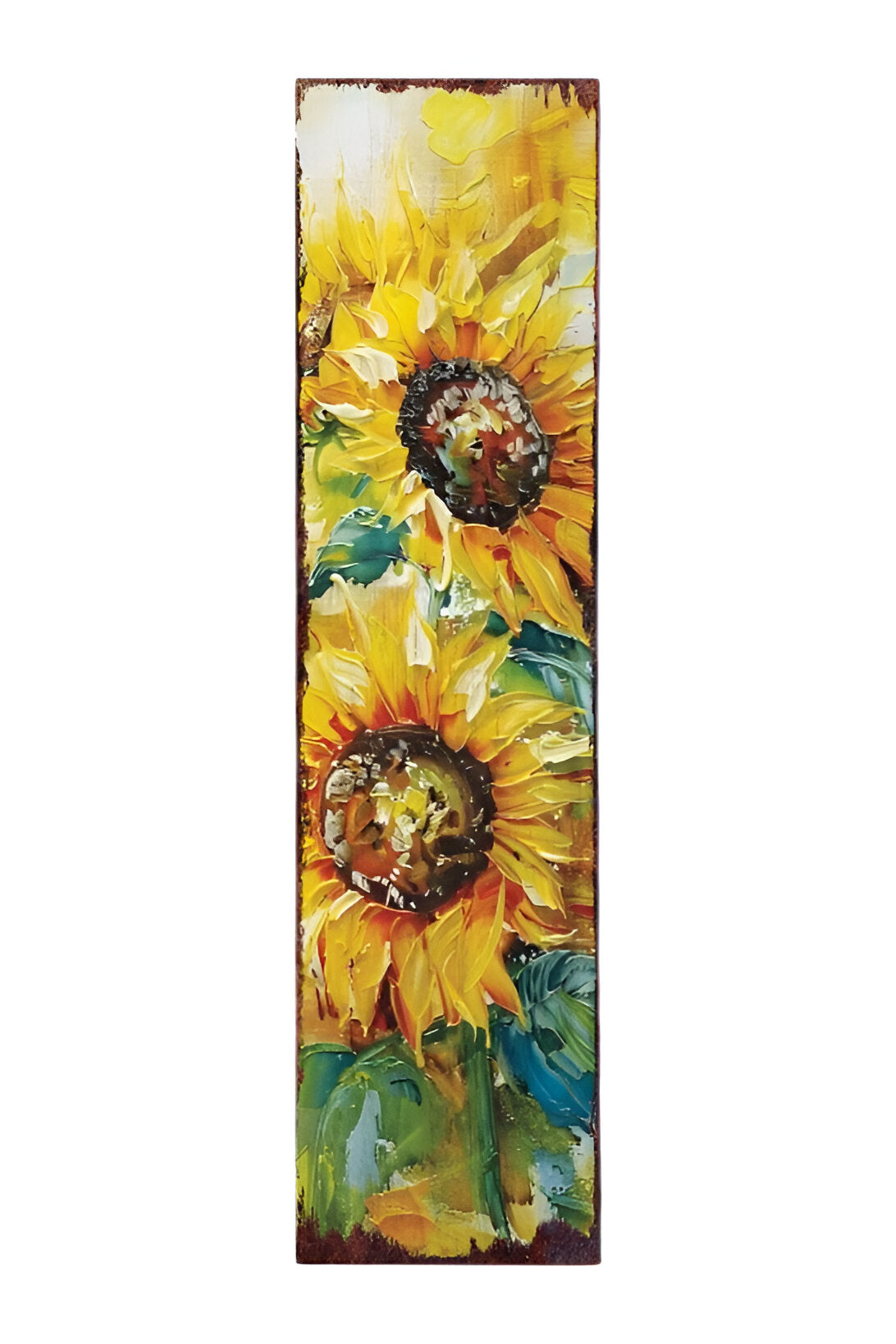 36"  Yellow Brown And Green Sunflowers Solid Wood Porch Sign