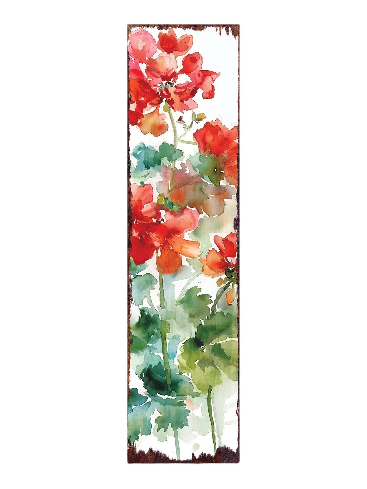36" Green Red And White Geranium Solid Wood Porch Sign